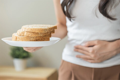 Gluten allergy, asian young woman hand holding