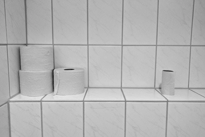 Toilet paper rolls in the bathroom