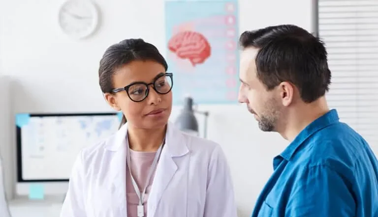 Patient explaining to the doctor